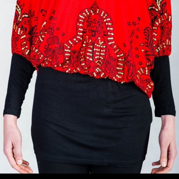 Women's Callie Red Dragon dolman sleeve off shoulder top - Picture 9 of 9